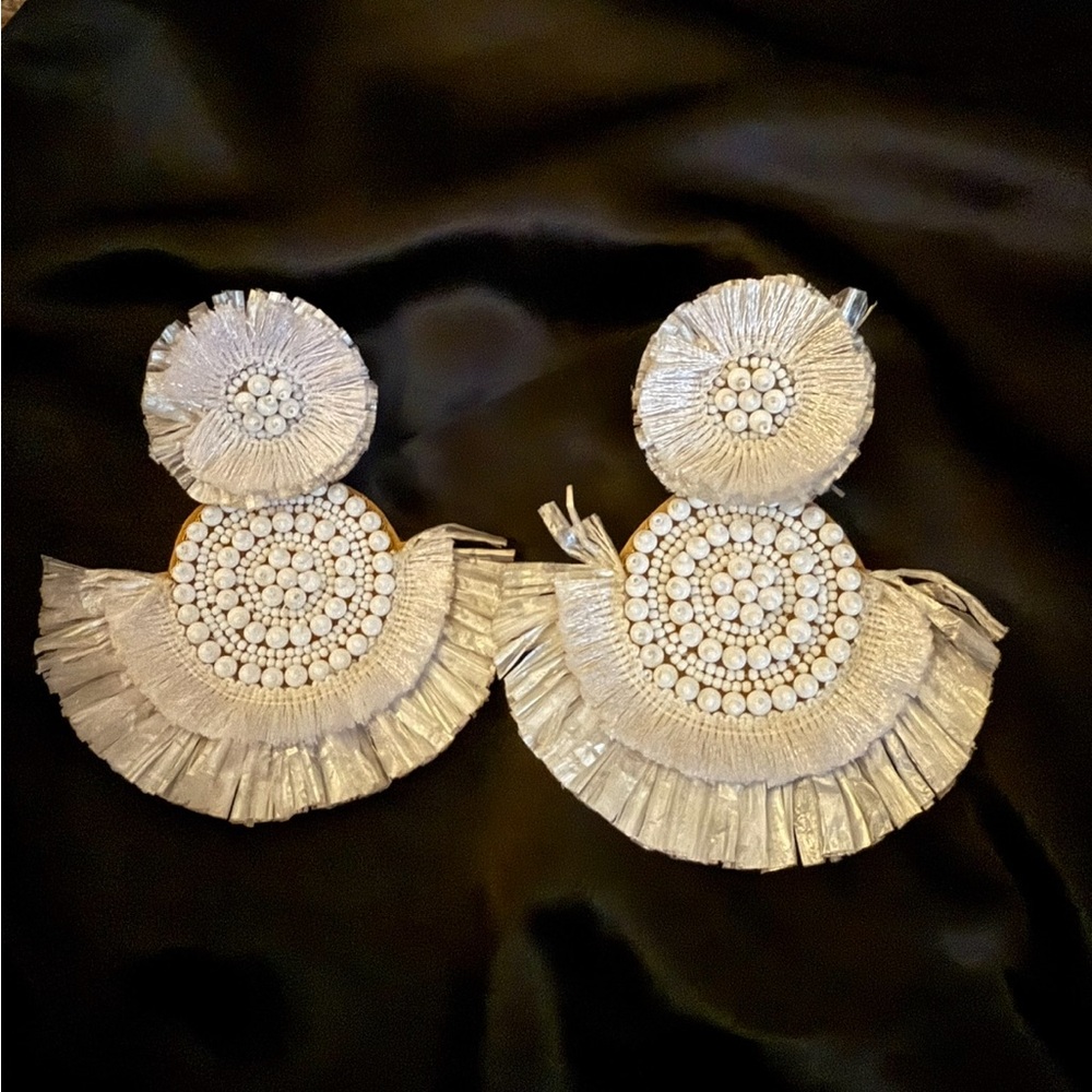 Playful White Statement Earrings